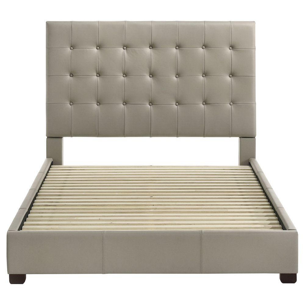 Medley Genuine Leather Queen Panel Platform Bed Tan