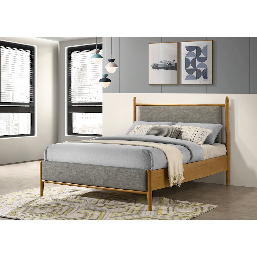 Mason 46-inch Full Panel Platform Bed Grey and Light Brown