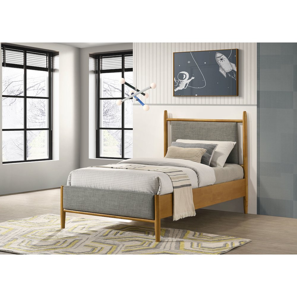 Mason 46-inch Twin Panel Platform Bed Grey and Light Brown