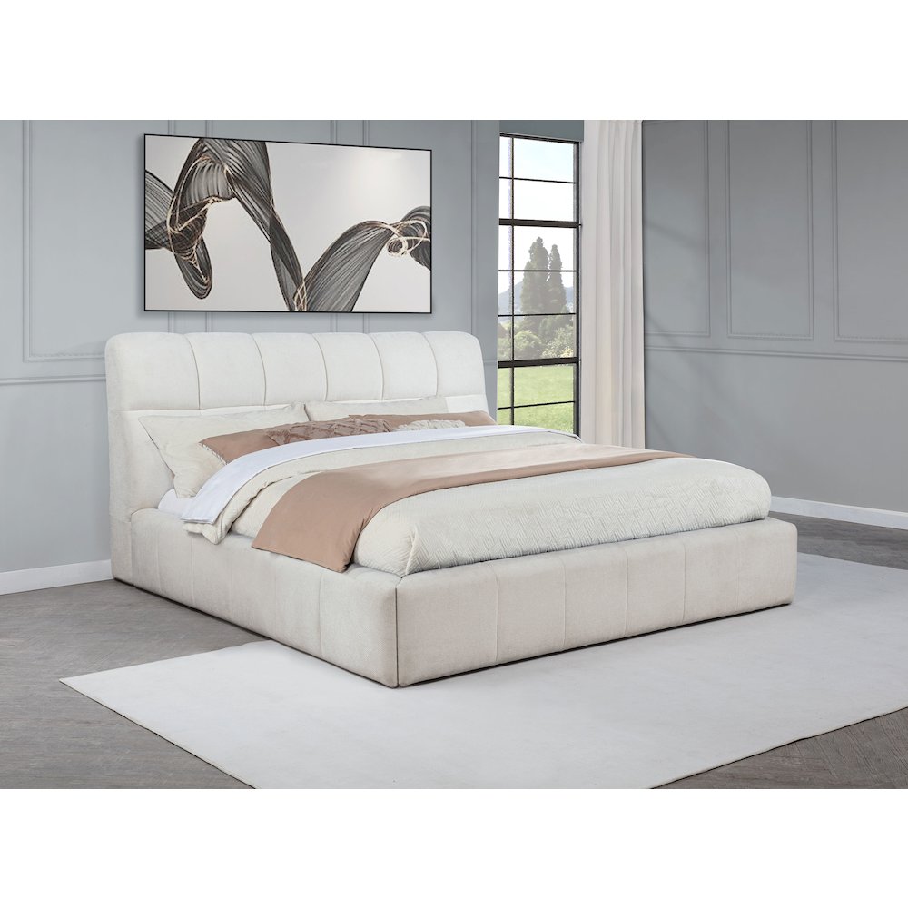 Nollet 48-inch Upholstered Eastern King Platform Bed Cream