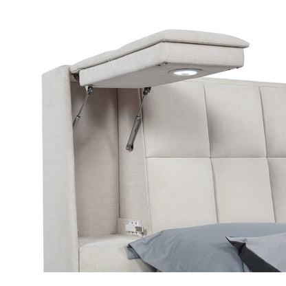 Dreux Upholstered Queen Panel Platform Bed Cream