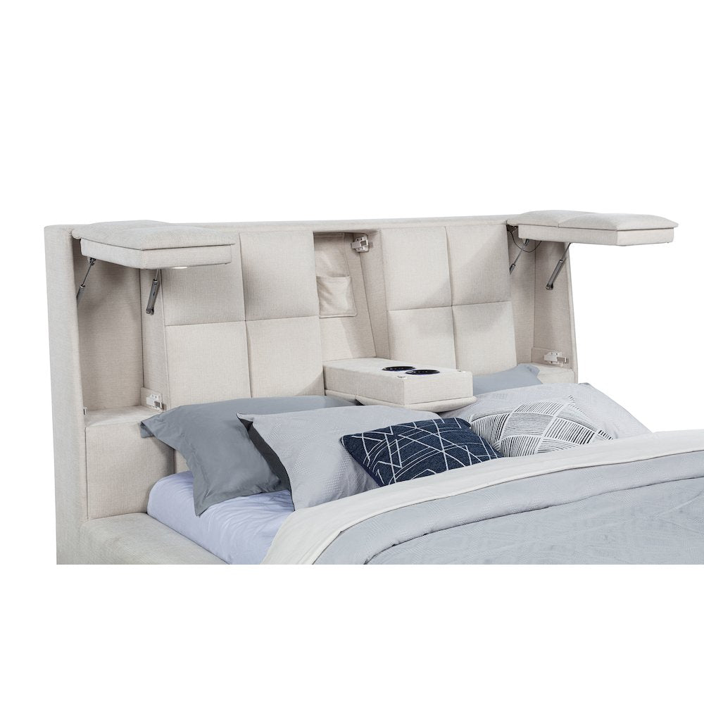 Dreux Upholstered Queen Panel Platform Bed Cream