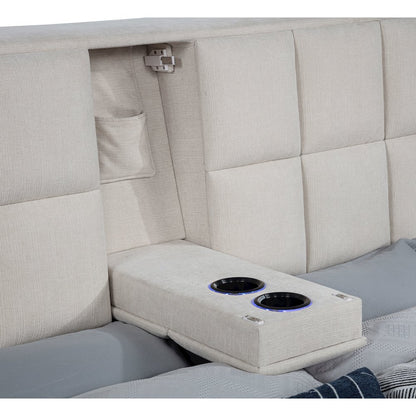 Dreux Upholstered Queen Panel Platform Bed Cream