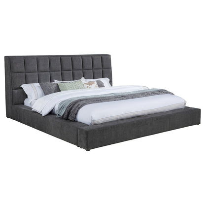 Dreux Upholstered Eastern King Panel Platform Bed Grey