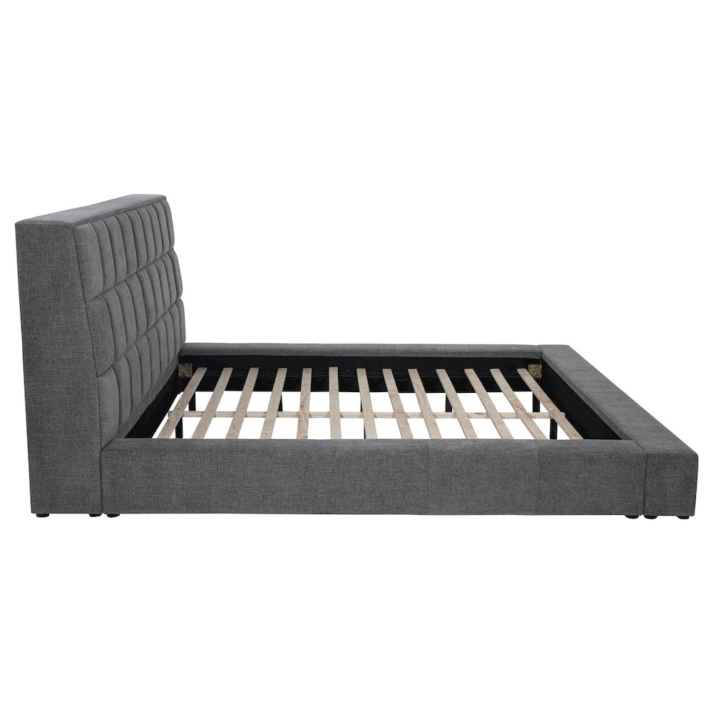 Dreux Upholstered Eastern King Panel Platform Bed Grey