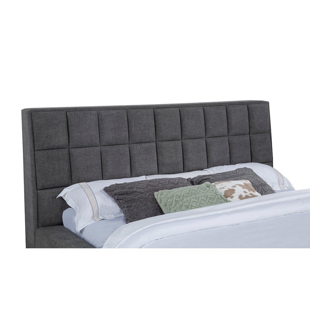 Dreux Upholstered Eastern King Panel Platform Bed Grey