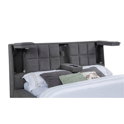 Dreux Upholstered Eastern King Panel Platform Bed Grey
