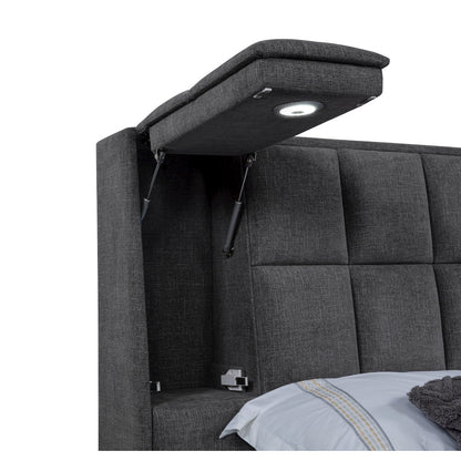 Dreux Upholstered Eastern King Panel Platform Bed Grey