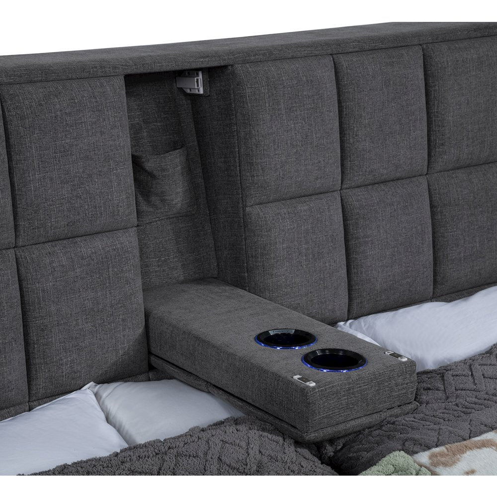 Dreux Upholstered Eastern King Panel Platform Bed Grey