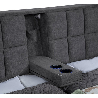 Dreux Upholstered Eastern King Panel Platform Bed Grey