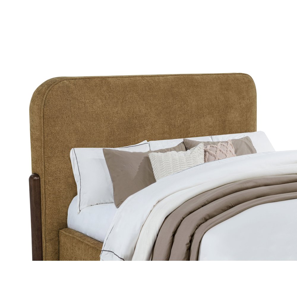 Baldacci Upholstered Queen Platform Bed Curry and Walnut