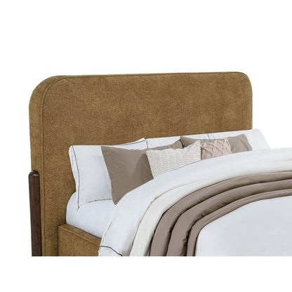 Baldacci Upholstered Queen Platform Bed Curry and Walnut