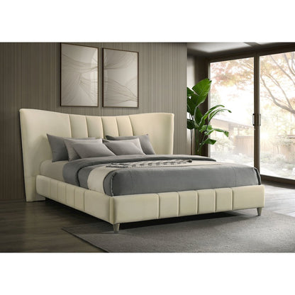 Evelyn Upholstered Eastern King Panel Platform Bed Ivory
