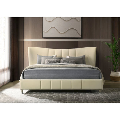 Evelyn Upholstered Eastern King Panel Platform Bed Ivory