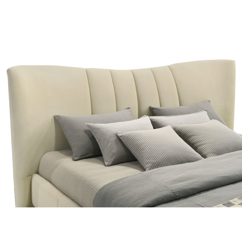 Evelyn Upholstered Eastern King Panel Platform Bed Ivory