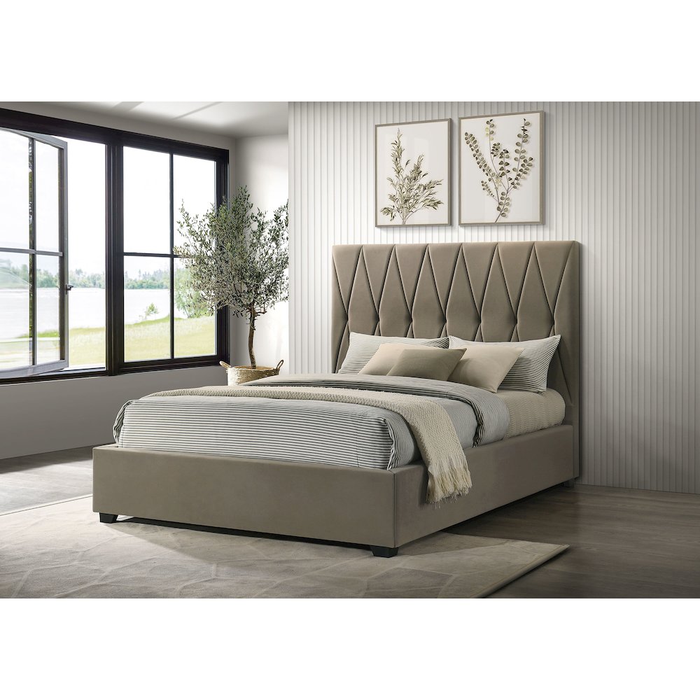 Delsea Upholstered Queen Panel Platform Bed Light Brown