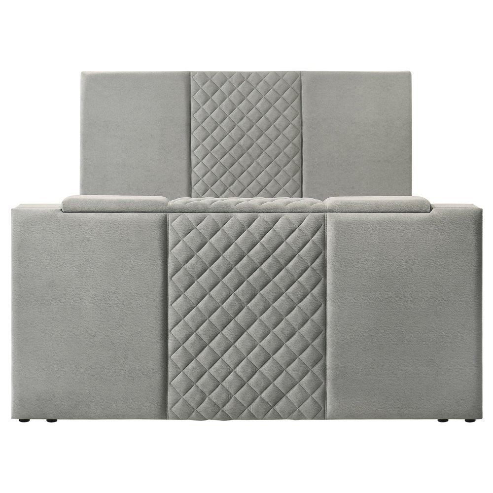 Tara 61-inch Upholstered Eastern King Panel TV Bed Grey