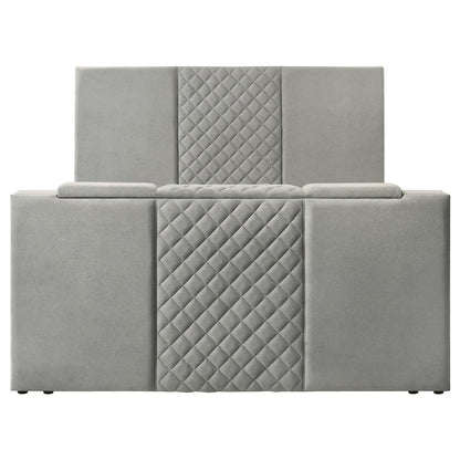 Tara 61-inch Upholstered Eastern King Panel TV Bed Grey