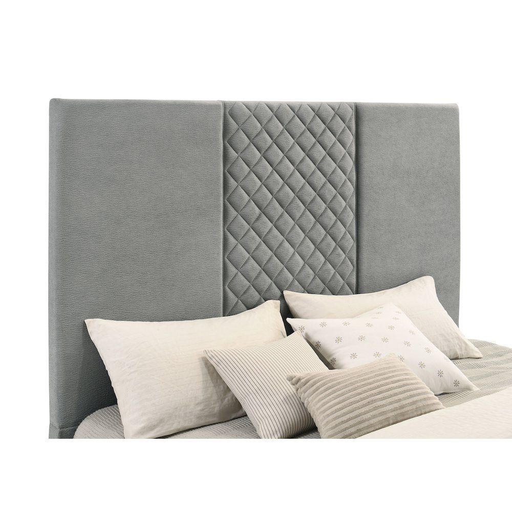 Tara 61-inch Upholstered Queen Panel TV Bed Grey