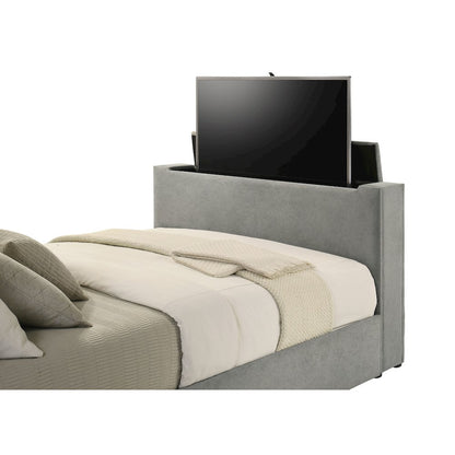 Tara 61-inch Upholstered Queen Panel TV Bed Grey