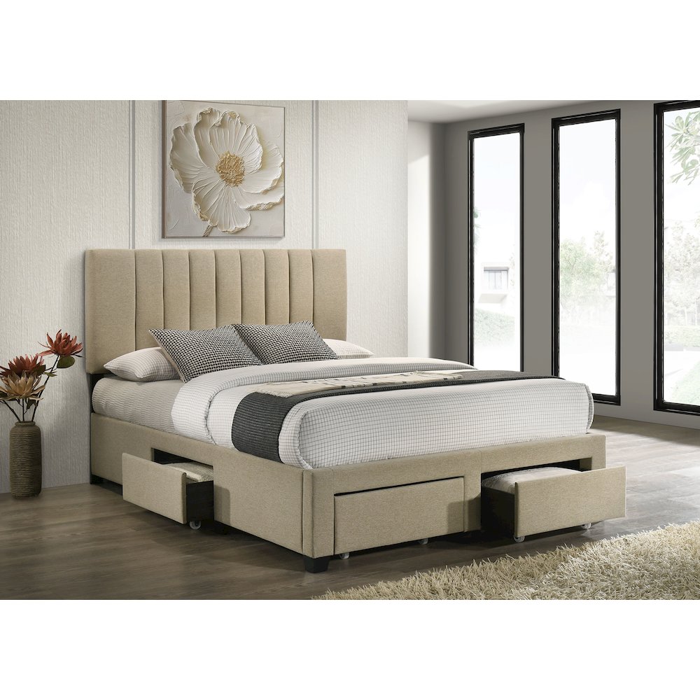 Wheatland 4-drawer Upholstered Full Storage Bed Light Brown
