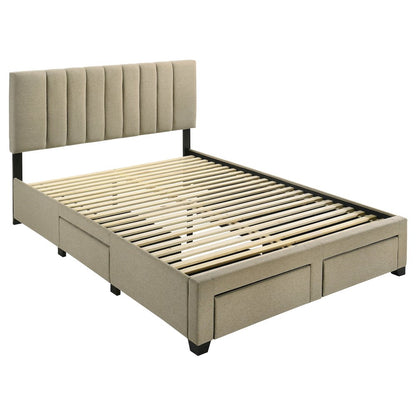 Wheatland 4-drawer Upholstered Full Storage Bed Light Brown