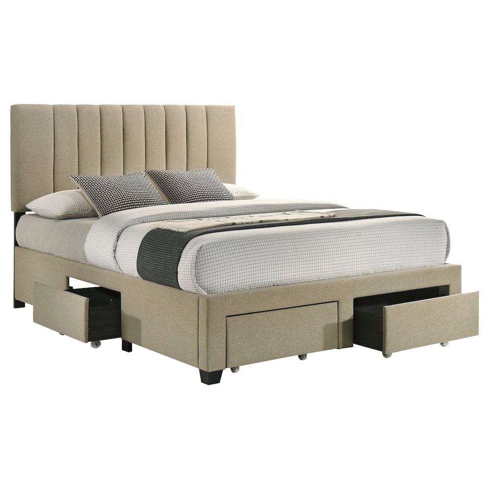 Wheatland 4-drawer Upholstered Full Storage Bed Light Brown