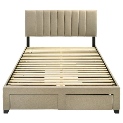 Wheatland 4-drawer Upholstered Full Storage Bed Light Brown