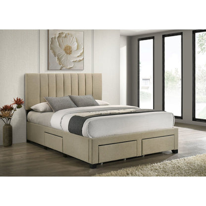 Wheatland 4-drawer Upholstered Eastern King Storage Bed Brown