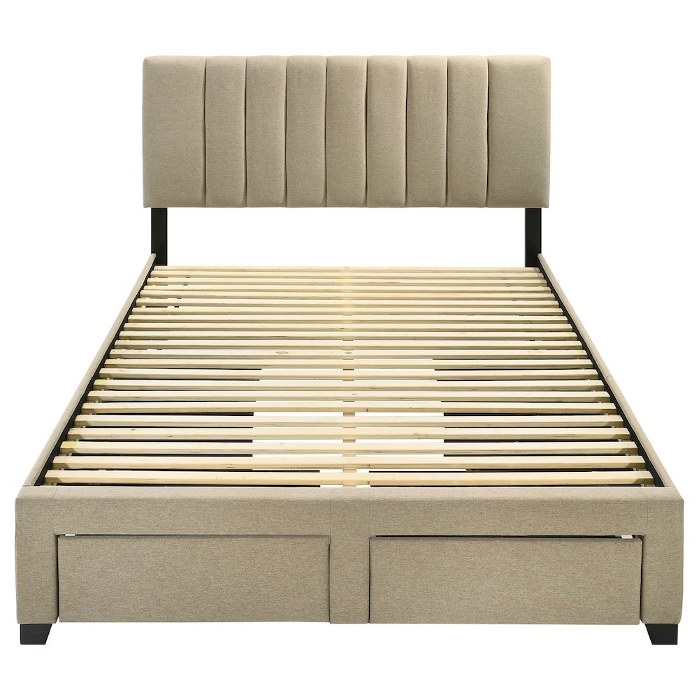 Wheatland 4-drawer Upholstered Eastern King Storage Bed Brown