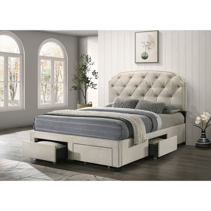 Marianna 4-drawer Upholstered Queen Storage Bed Cream