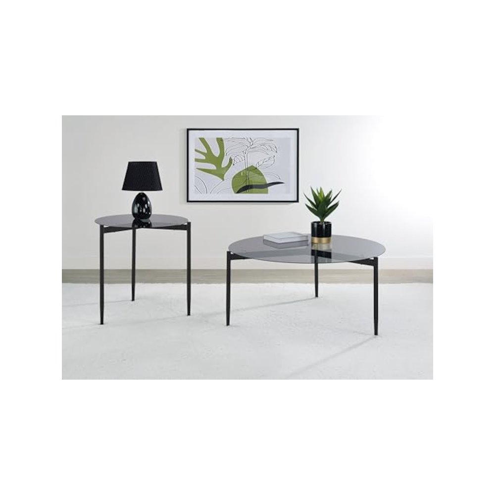 Rosalie 2-piece Round Coffee and End Table Set Grey