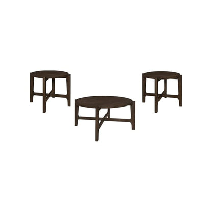 Cota 3-piece Solid Wood Coffee and End Table Set Dark Brown