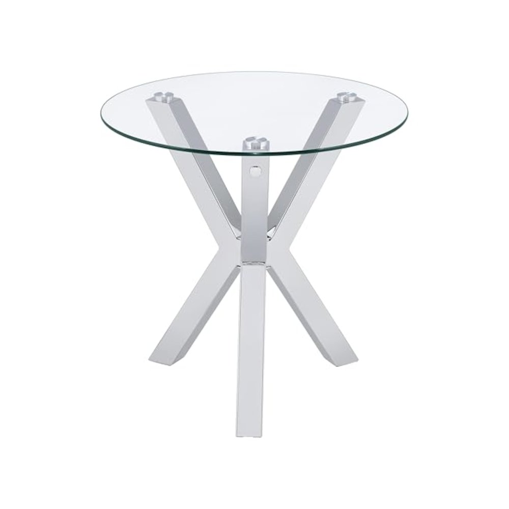 Kenzie 2-piece Round Coffee and End Table Set Chrome
