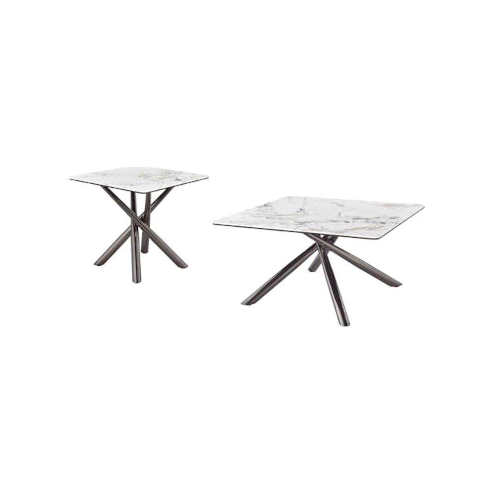 Carvell 2-piece Square Coffee and End Table Set Mirage White