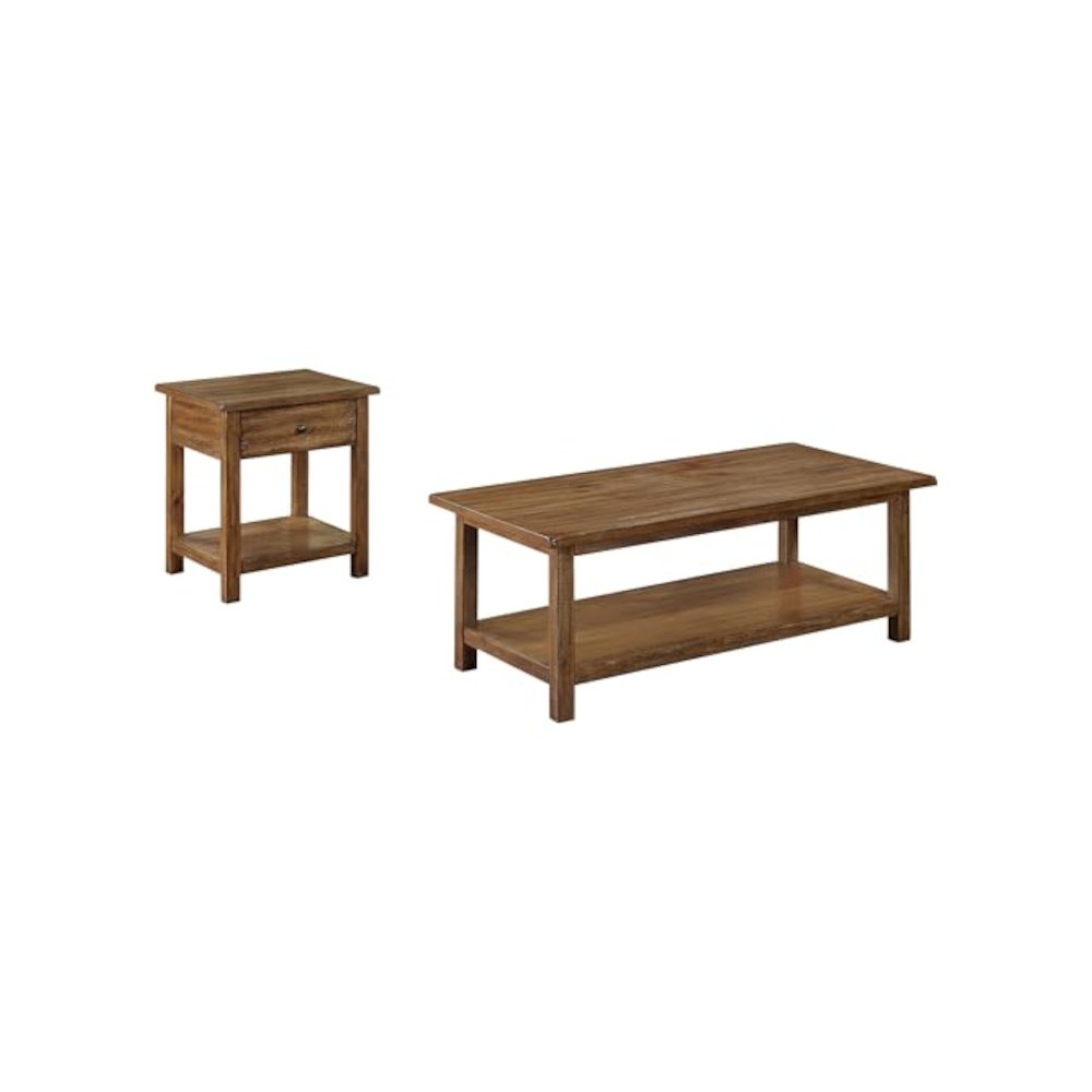 Payne 2-piece Coffee and 1-drawer End Table Set Brown