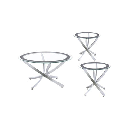 Brooke 3-piece Round Coffee and End Table Set Chrome