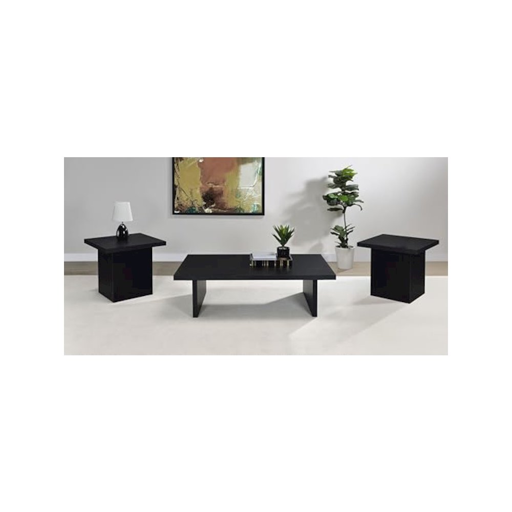 Max 3-piece Rectangular Coffee and End Table Set Black