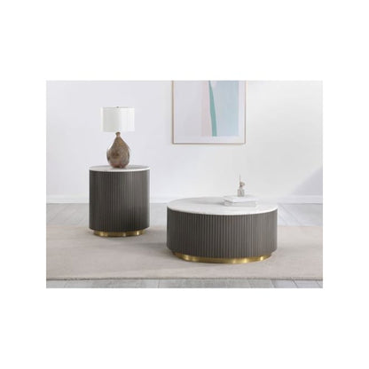 Jason 2-piece Round Marble Coffee and End Table Set White