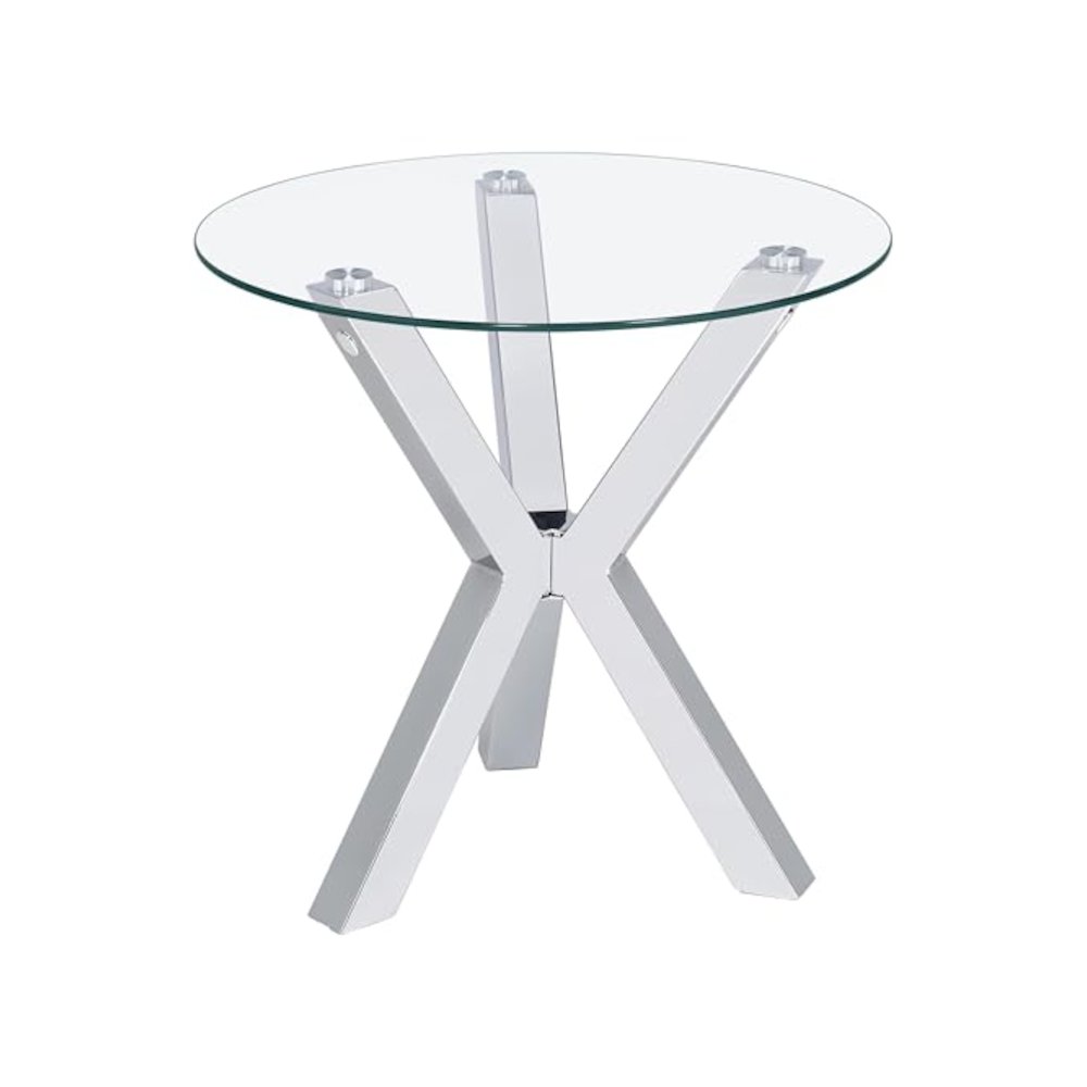 Kenzie 2-piece Round Coffee and End Table Set Chrome