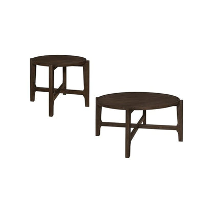 Cota 2-piece Solid Wood Coffee and End Table Set Dark Brown