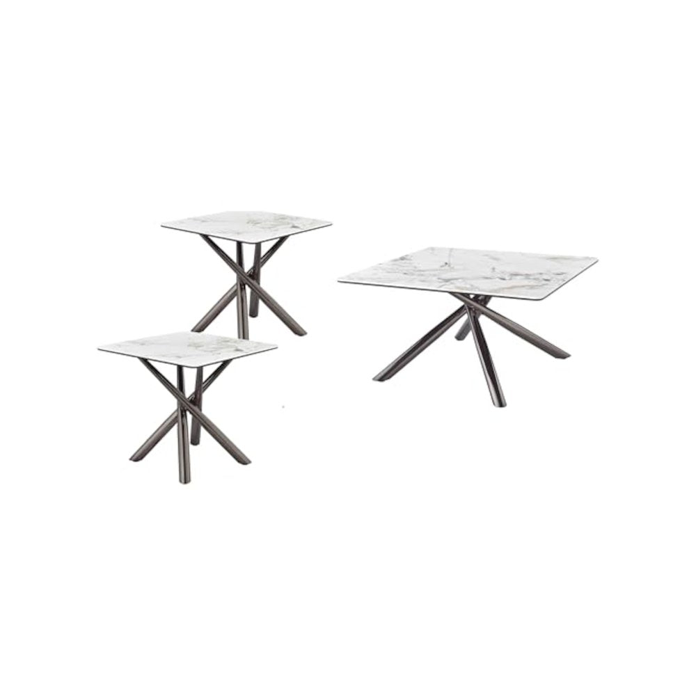 Carvell 3-piece Square Coffee and End Table Set Mirage White