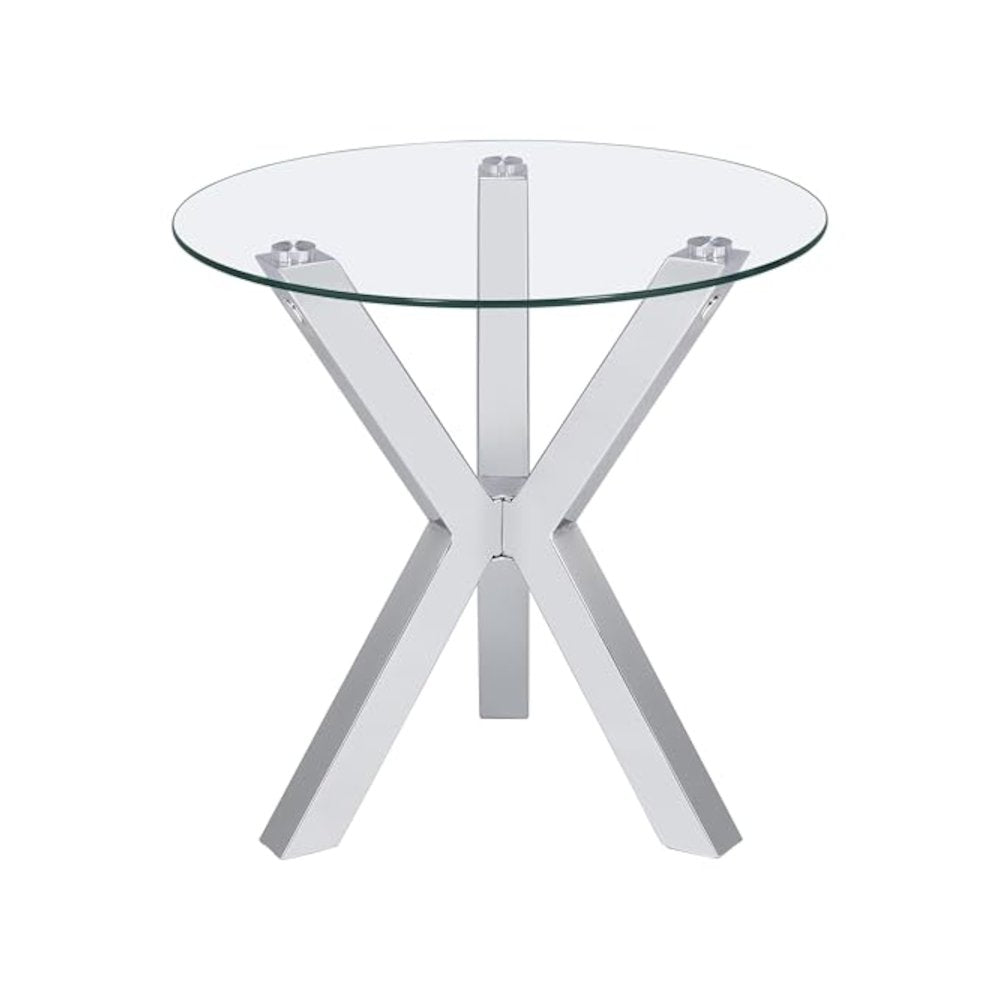 Kenzie 2-piece Round Coffee and End Table Set Chrome