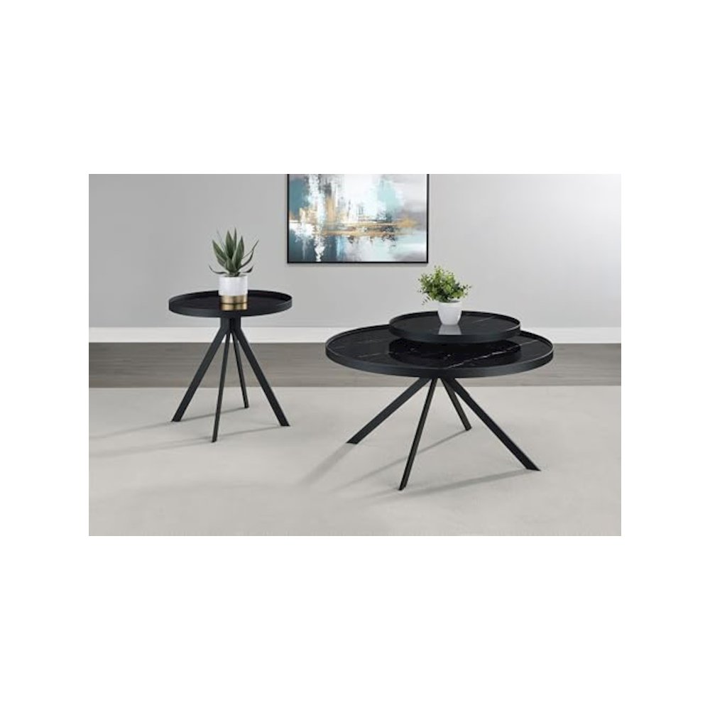 Briggs 2-piece Round Coffee and End Table Set Black