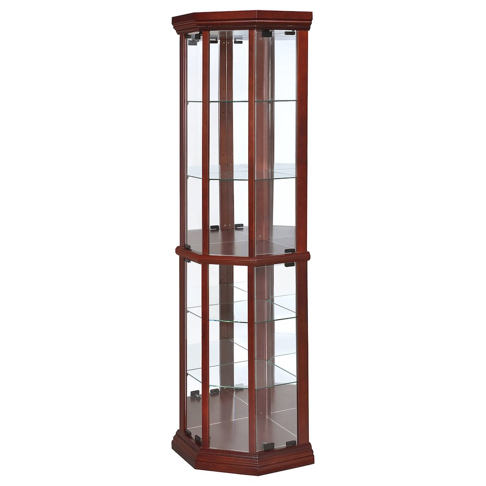 Appledale 6-shelf Corner Curio Display Cabinet Medium Brown
