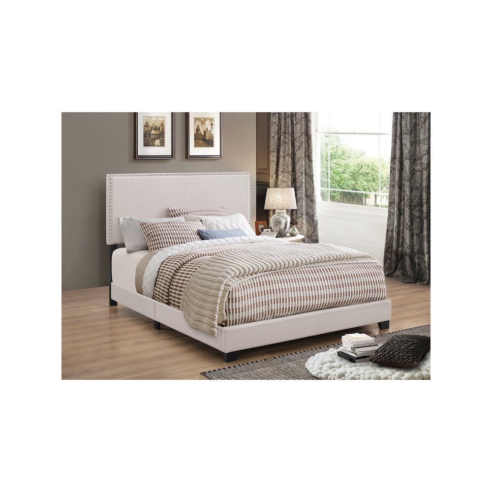 Boyd Upholstered Twin Panel Bed Ivory