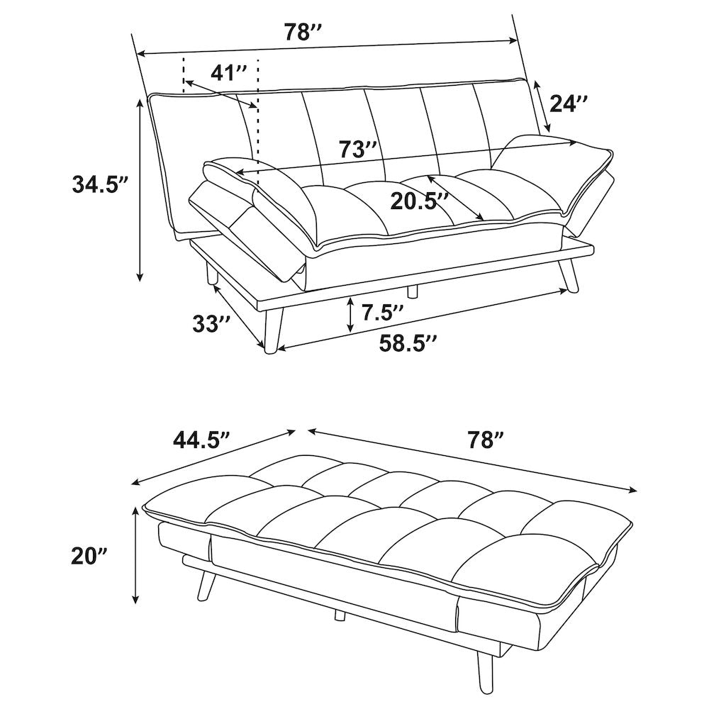 Laredo Upholstered Tufted Convertible Sofa Bed Grey