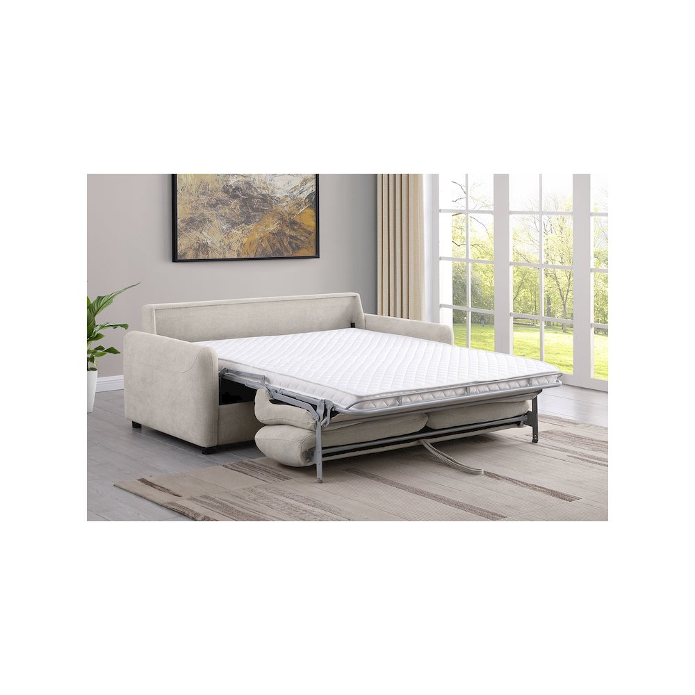 Rylie Upholstered Sofa Sleeper with Queen Mattress Beige
