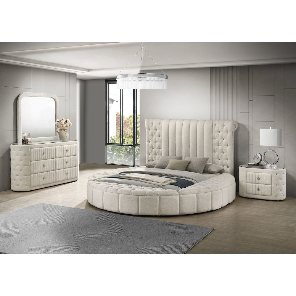 Sonya 4-piece Upholstered Queen Bedroom Set Ivory