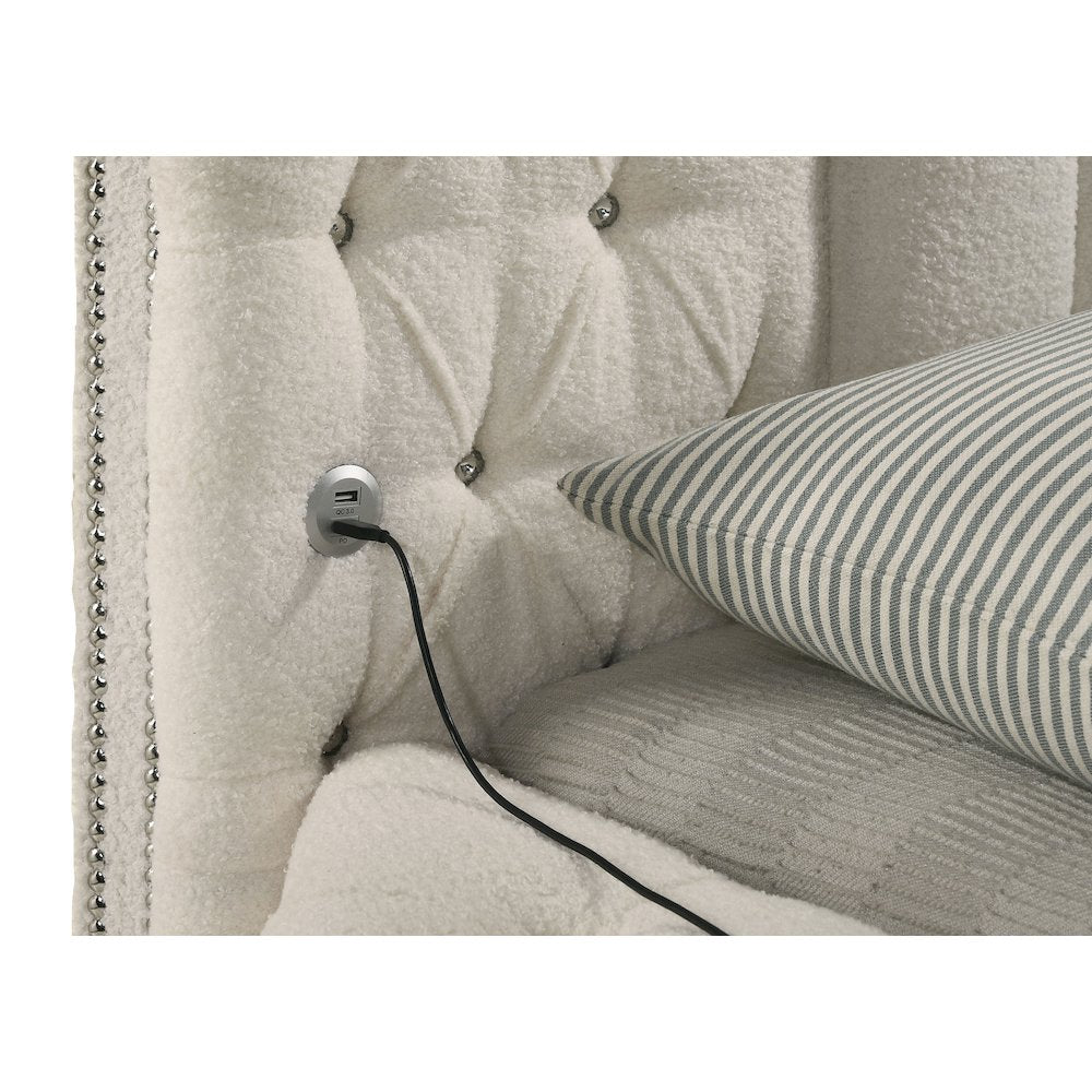 Sonya 4-piece Upholstered Queen Bedroom Set Ivory